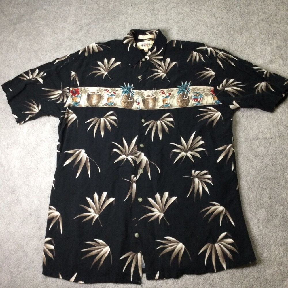 Vtg Hawaiian Bar Shirt Campia Alcoholic Beer Wine Cocktail Tropical‎ Collared M